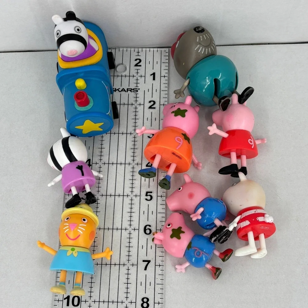 Peppa Pig Lot of 9 Action Figures Vehicle Mixed Replacements Cake Toppers Toys